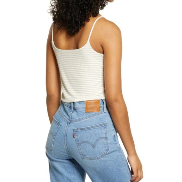 BP. Stripe Rib Crop Camisole in Beige Oatmeal Jamie Stripe at Nordstrom,… - Picture 3 of 3